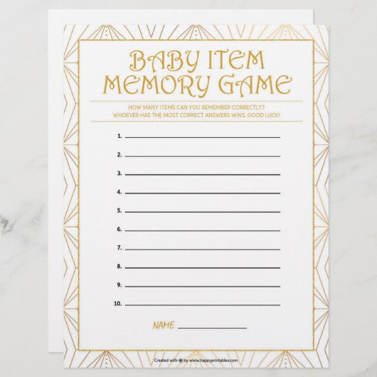 Geheugenspel met baby [Gulden lijnen] Briefhoofd (Voorkant / Achterkant)