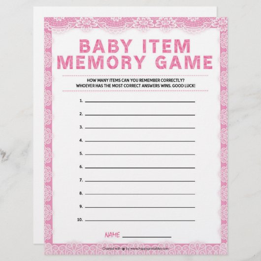 Geheugenspel met baby [Luxe kant [roze]] Briefhoofd (Voorkant / Achterkant)