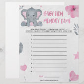 Geheugenspel voor baby [Baby olifant [Roze]] Briefhoofd (Voorkant / Achterkant)
