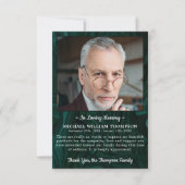 Geheugensympathie Foto Green Marble Funeral Bedankkaart (Voorkant)