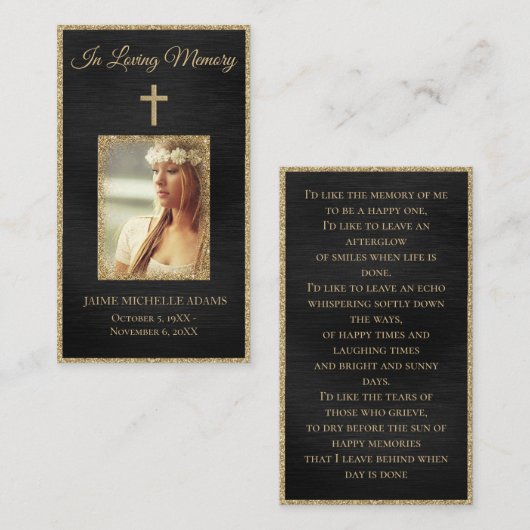 Geheugensympathie Funeral Prayer Card Visitekaartje (Voorkant / Achterkant)