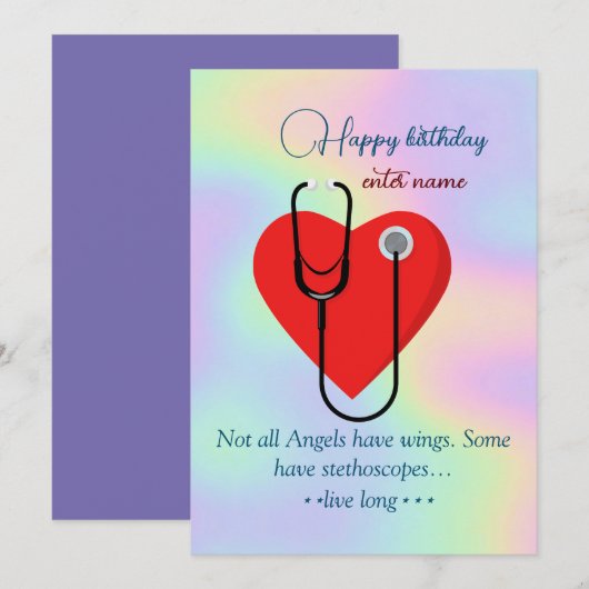 Geheugenverjaardagskaart voor verpleegkundigen aan aankondiging (Voorkant / Achterkant)