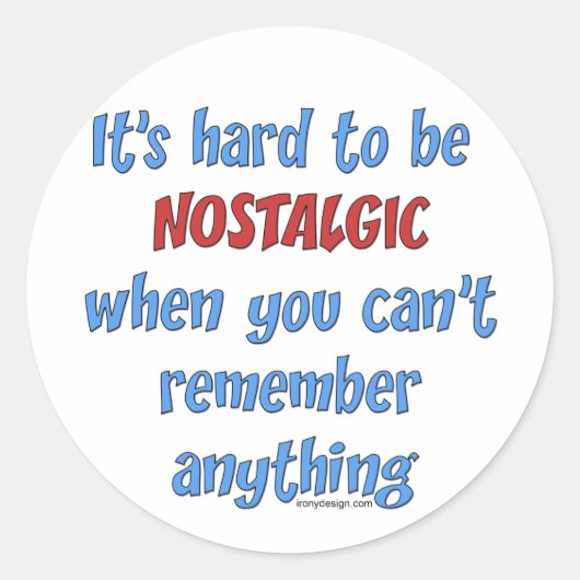 Geheugenverlies Humor Ronde Sticker (Voorkant)