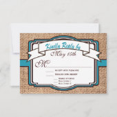 GeHitte Burlap Blauwgroen RSVP-kaarten RSVP Kaartje (Voorkant)