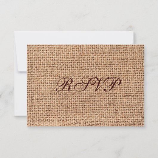 GeHitte Burlap Blauwgroen RSVP-kaarten RSVP Kaartje (Achterkant)