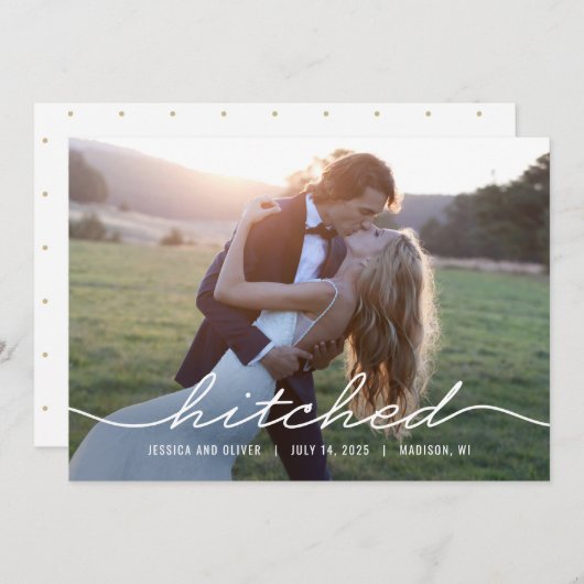 Gehitte Editable Color Wedding Announcement Card Bedankkaart (Voorkant / Achterkant)