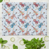 Gehoekte viool en Muzieknoten Theedoek (Gevouwen)