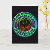 Gehoorlijk schedel, vrolijk hallowen kaart (Gele Bloem)