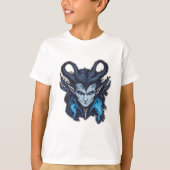 Gehoornde blauwe vampier t-shirt (Voorkant)