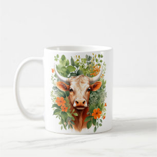 Gehoornde Koe en bloemen Koffiemok