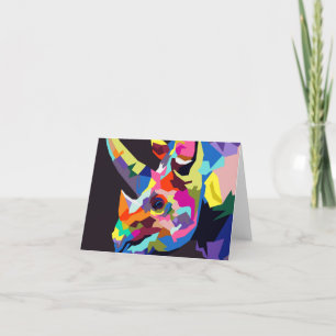 Gehoornde neushoorn pop kunst bedankkaart