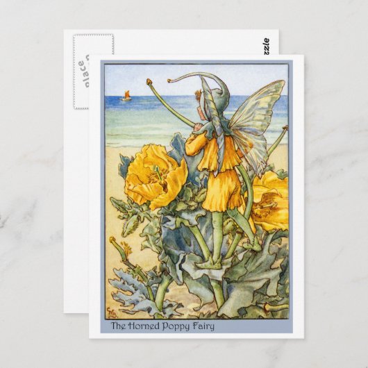 gehoornde papaverfee briefkaart (Voorkant / Achterkant)