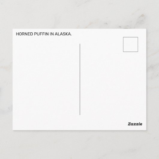 Gehoornde papegaaiduiker in Alaska Briefkaart (Achterkant)