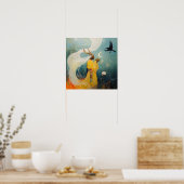 Gehoornde Priesteres Moon Witchy AI Art Matte Valu Poster (Keuken)