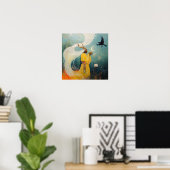 Gehoornde Priesteres Moon Witchy AI Art Matte Valu Poster (Thuiskantoor)