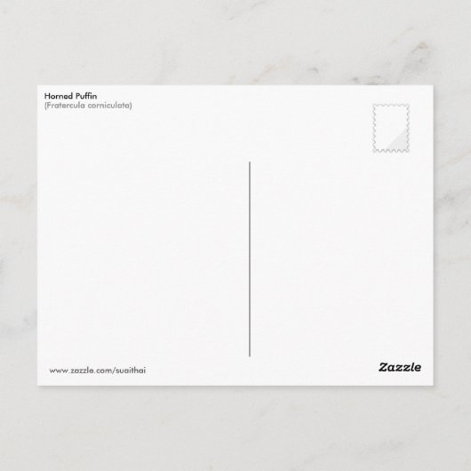 Gehoornde puffin (Fratercula corniculata) Briefkaart (Achterkant)