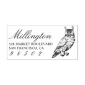 gehoornde uil | Achternaam Script Retouradres Rubberstempel (Afrduk)