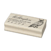 gehoornde uil | Achternaam Script Retouradres Rubberstempel (Stempel)