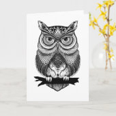 Gehoornde uil leeg wenskaart kaart (Gele Bloem)