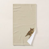 gehoornde uil monogram beige bad handdoek (Handdoek)