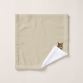 gehoornde uil monogram beige bad handdoek (Wasdoekje)