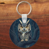 Gehoornde uil 's nachts sleutelhanger (Voorkant)