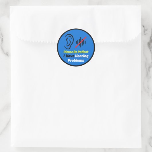 Gehoorproblemen Blauw ontwerp Ronde Sticker (Tas)