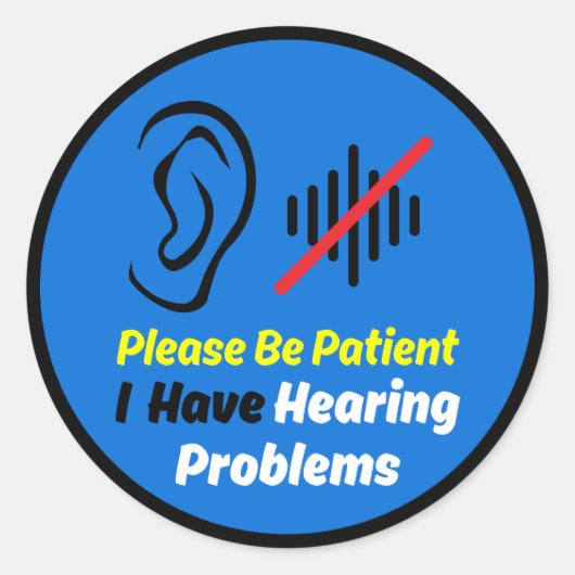 Gehoorproblemen Blauw ontwerp Ronde Sticker (Voorkant)