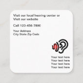 Gehoorsteuncentrum en audiovisuele sector vierkante visitekaartje (Achterkant)