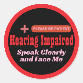 Gehoorstoornissen Elegant ontwerp - zwart en rood Ronde Sticker