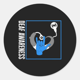 Gehoorverlies Bewustmaking Doaf Cochlear Implant A Ronde Sticker