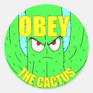 Gehoorzaam de cactus ronde Sticker