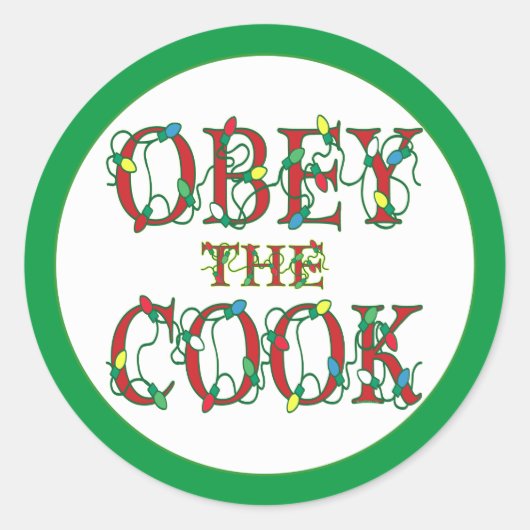 Gehoorzaam de Cook Gezegde Holiday Lights Sticker (Voorkant)