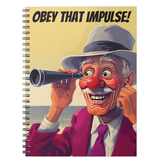 Gehoorzaam die Impulse, Oud Man met Spyglass, Grap Notitieboek (Voorkant)