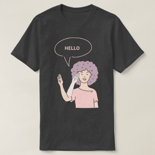 Gehoorzaam hallo gebarentaal t-shirt (Design voorkant)