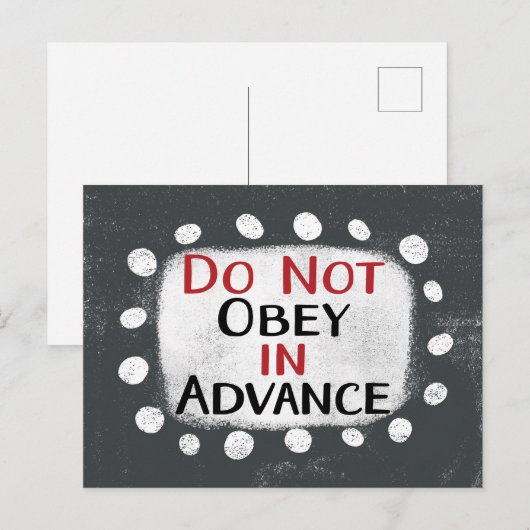 Gehoorzaam niet vooraf aan het Briefkaart (Voorkant / Achterkant)