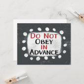 Gehoorzaam niet vooraf aan het Wenskaart Kaart (Voorkant / Achterkant in situ)