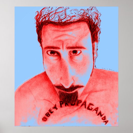 gehoorzaam propoganda rood poster (Voorkant)