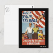 Gehoorzaam uw leiders propaganda briefkaart (Voorkant / Achterkant)