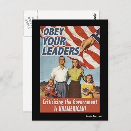 Gehoorzaam uw leiders propaganda briefkaart (Voorkant / Achterkant)