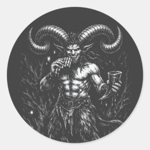 Gehorende Winter Satyr — door BurnsInHell Ronde Sticker