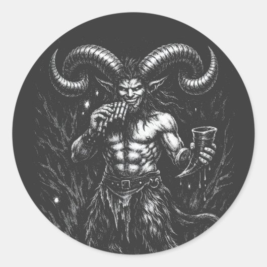 Gehorende Winter Satyr — door BurnsInHell Ronde Sticker (Voorkant)