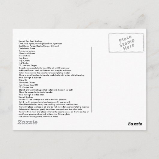 Gehouden dag Boat Scallops met Califl... Briefkaart (Achterkant)