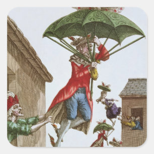 Gehouden door paraplu's en Butterflies Vierkante Sticker