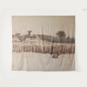 Gehucht in een tarweveld Jean-Francois Millet Wandkleed