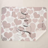 Gehuld in liefde | Roze Paarse hartpatroon Sherpa Deken (Voorkant (horizontaal))