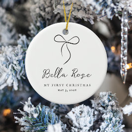 Gehuld in liefde zwarte boog eerste kerstfoto keramisch ornament