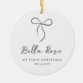 Gehuld in liefde zwarte boog eerste kerstfoto keramisch ornament (Voorkant)