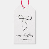 Gehuld in liefde zwarte boog vrolijk kerstfeest cadeaulabel (Voorkant)