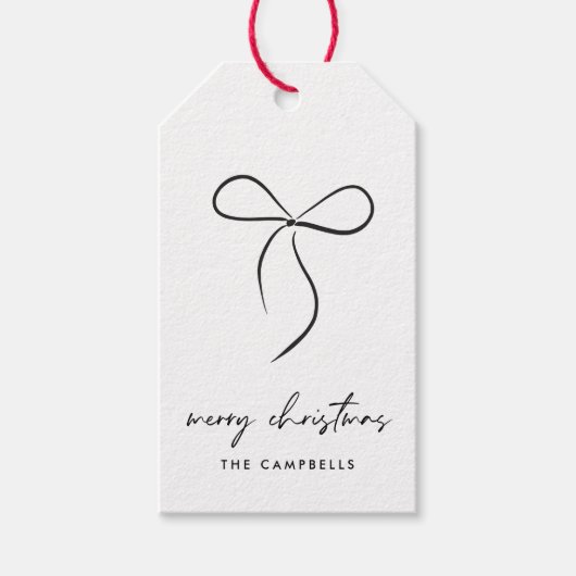 Gehuld in liefde zwarte boog vrolijk kerstfeest cadeaulabel (Voorkant)